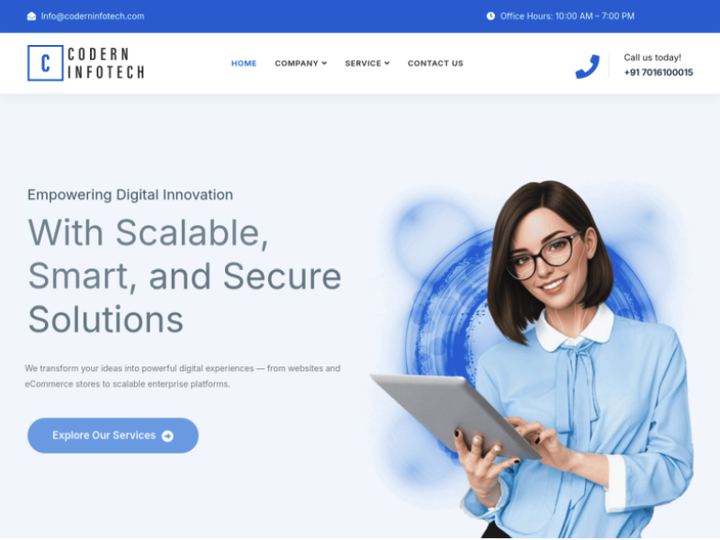 Codern Infotech website homepage