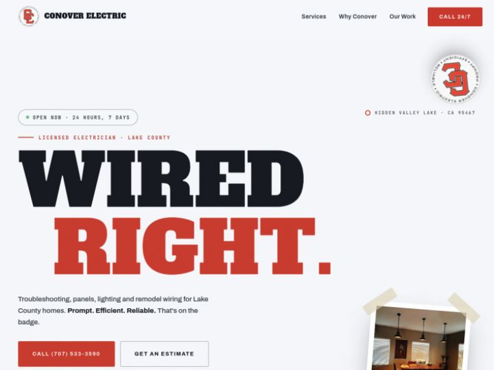 Conover Electric website homepage