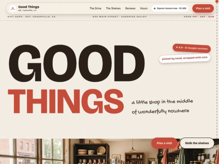 Good Things website homepage